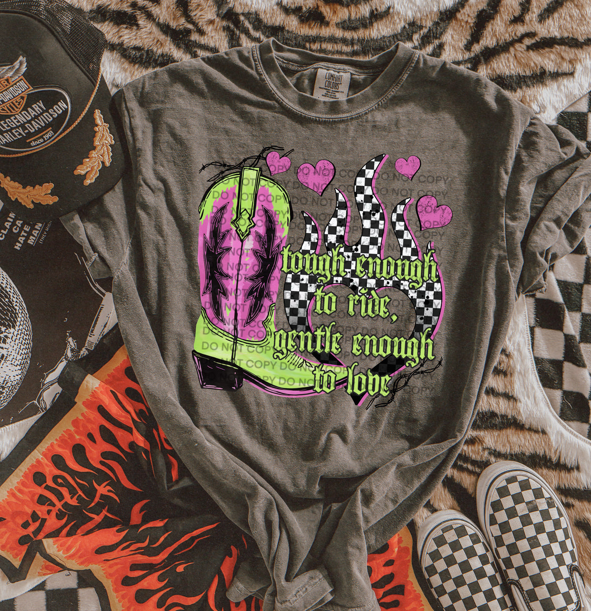 Tough enough to ride (purple and green boot) (SCG) DTF Transfer