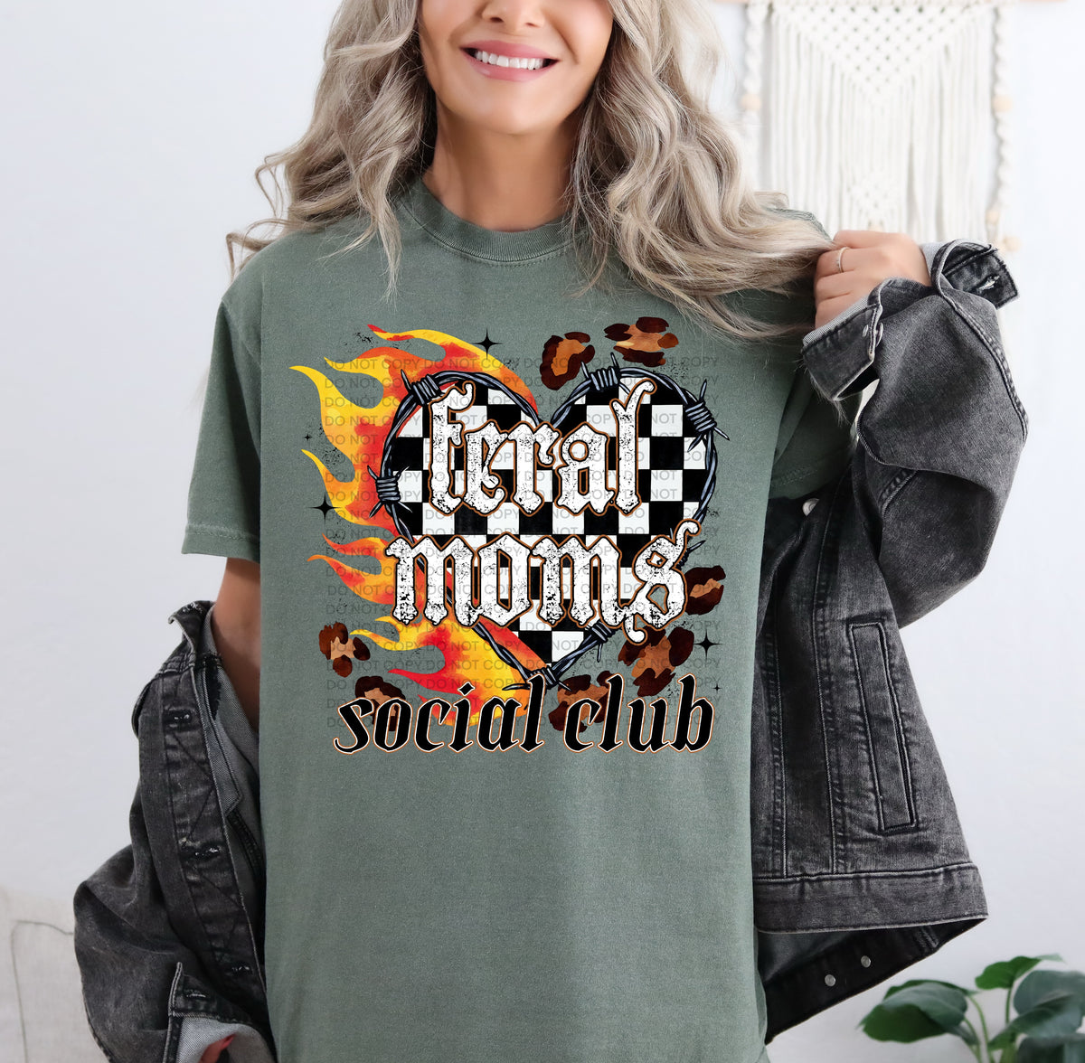 Feral moms social club checker heart (SCG) DTF Transfer