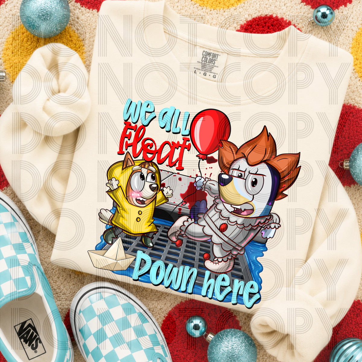 We all float down here blue dog (Renewed) DTF Transfer