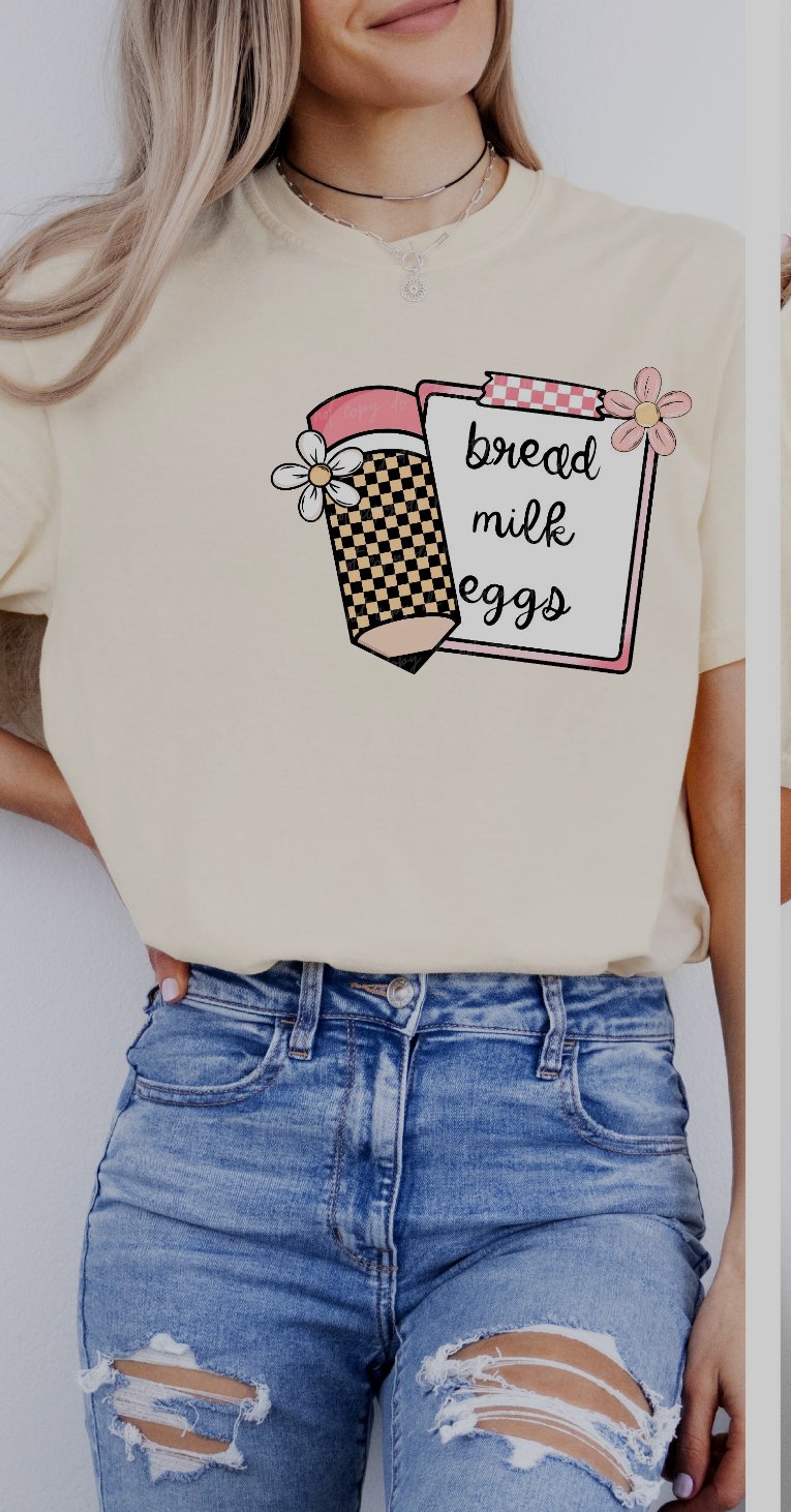 Bread milk eggs list  (VIRGO) 34777 DTF transfer