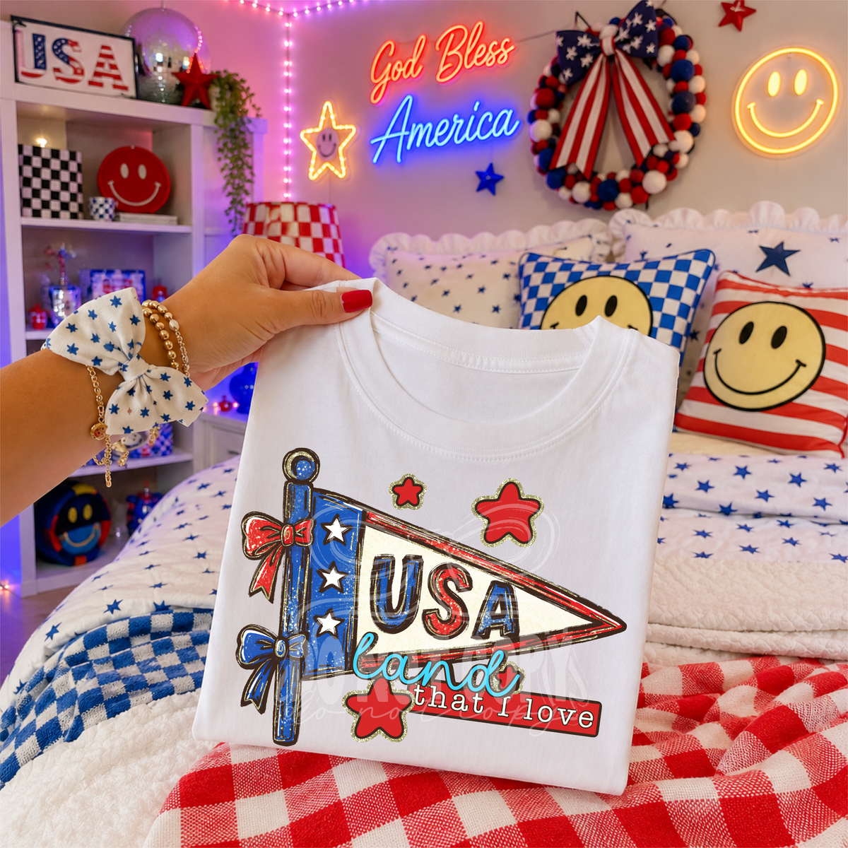 USA land that I love triangle flag (Renewed) DTF Transfer