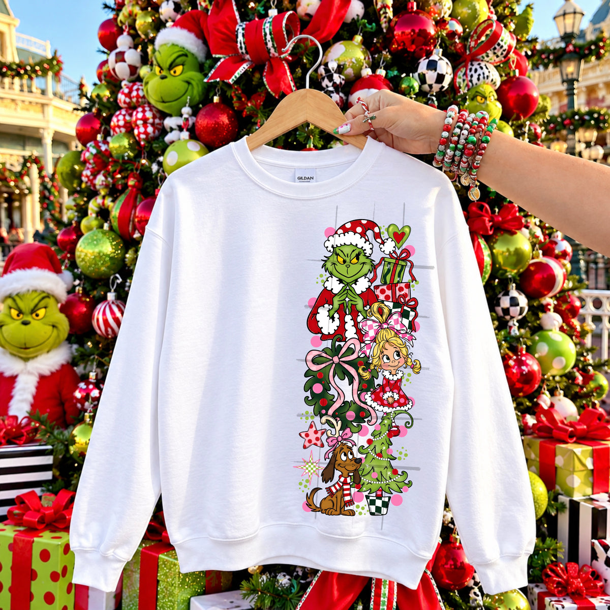 Gman-Girl- Dog with presents, wreath and tree (half shirt print )(SG) DTF Transfer
