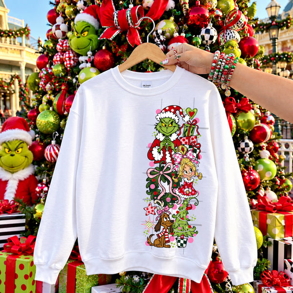 Gman-Girl- Dog with presents, wreath and tree (half shirt print )(SG) DTF Transfer