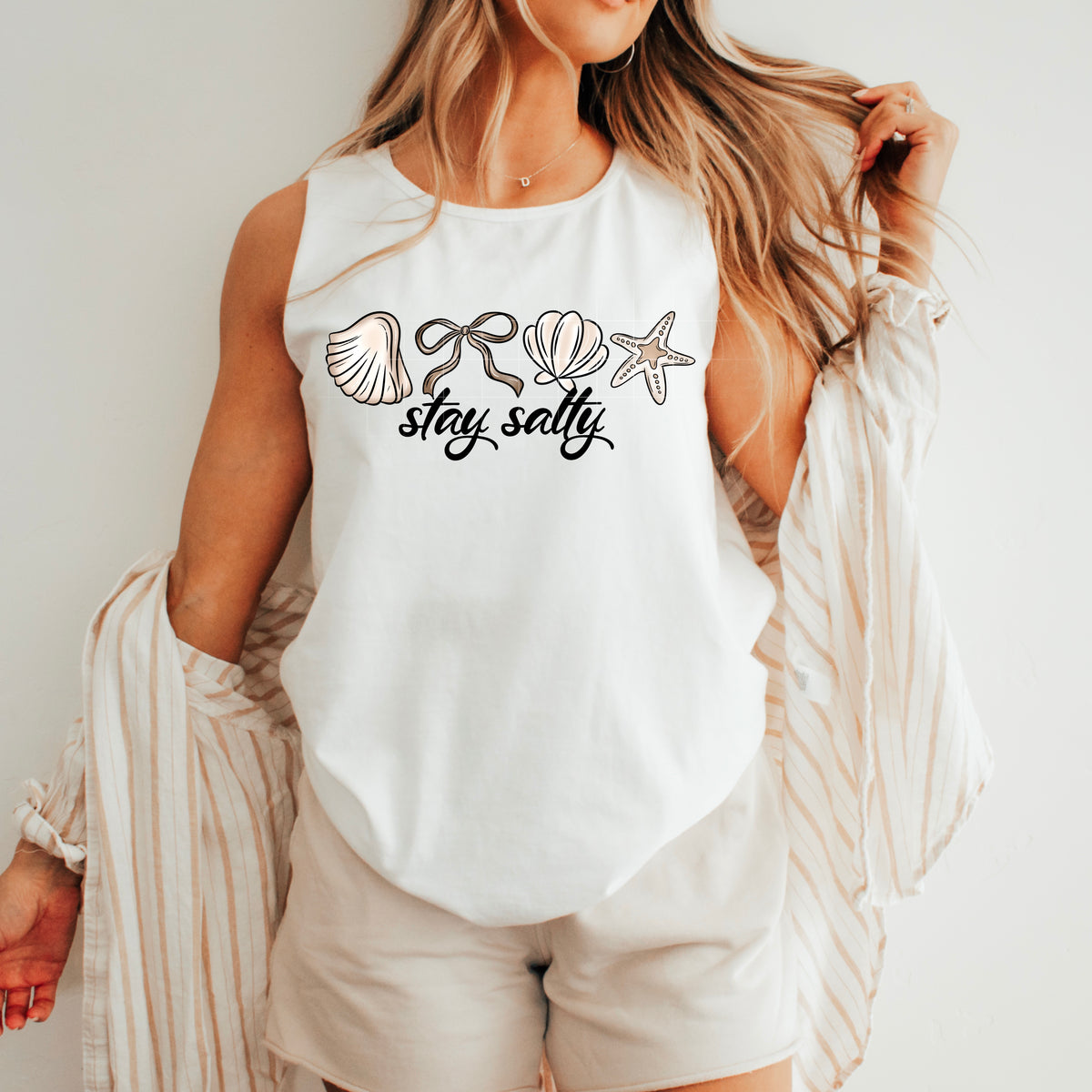 Stay Salty Shells TAN (CSC) 101054 DTF transfer