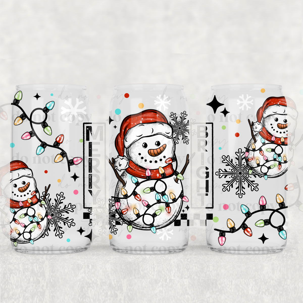 9274 snowman with lights (CSC) UV DTF WRAP