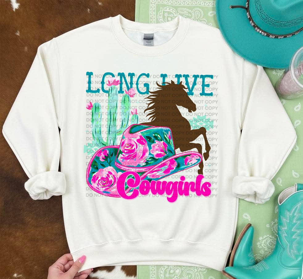 Long Live Cowgirls- house with floral hat (SCG) DTF Transfer