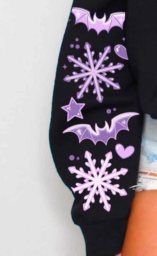 Purple Bats & Hearts *SLEEVE ONLY  (CSC) 72290 DTF Transfer