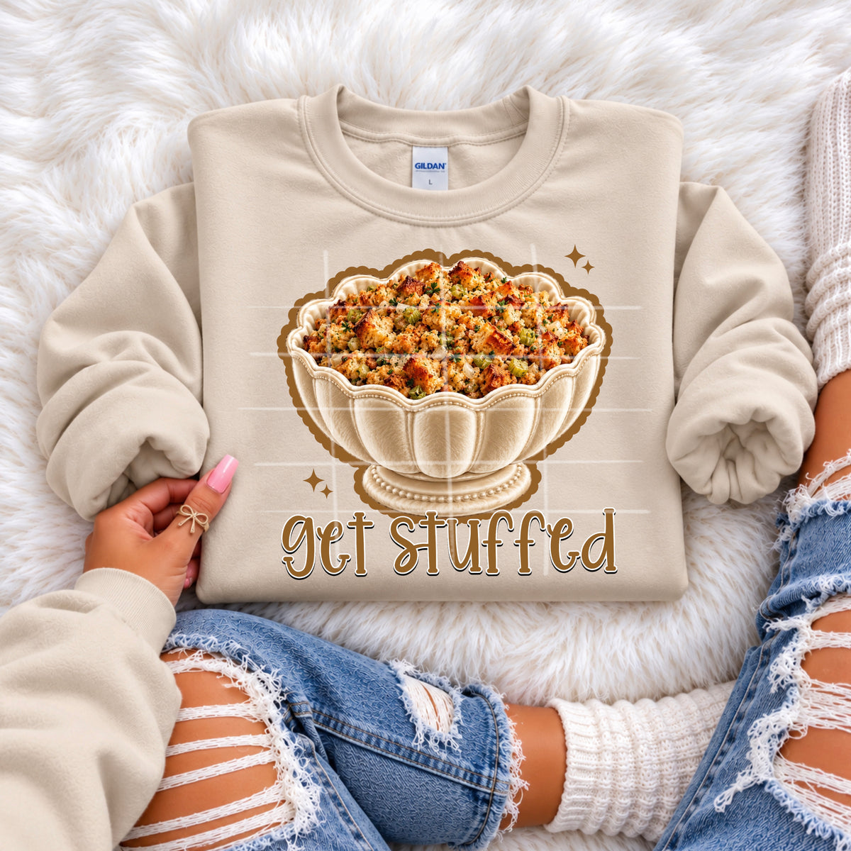 Get stuffed - stuffing in vintage bowl (SG) DTF Transfer