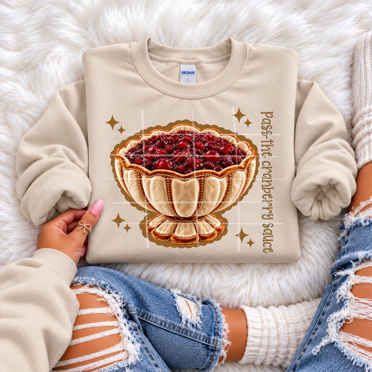 Pass the cranberry sauce - in vintage dish (SG) DTF Transfer