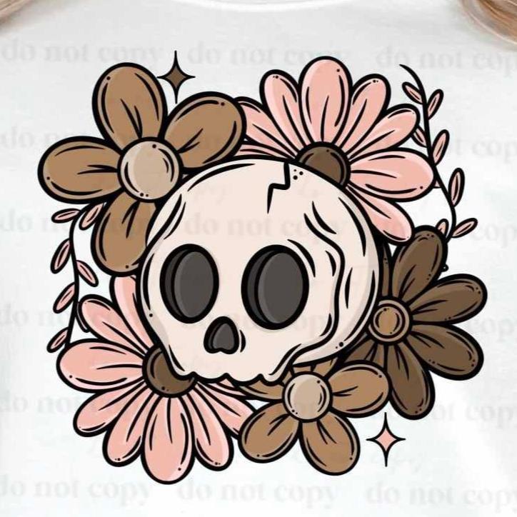 Floral Skull *FRONT ONLY (CSC) 72356 DTF Transfer