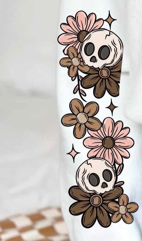 Floral Skull *SLEEVE ONLY (CSC) 72357 DTF Transfer