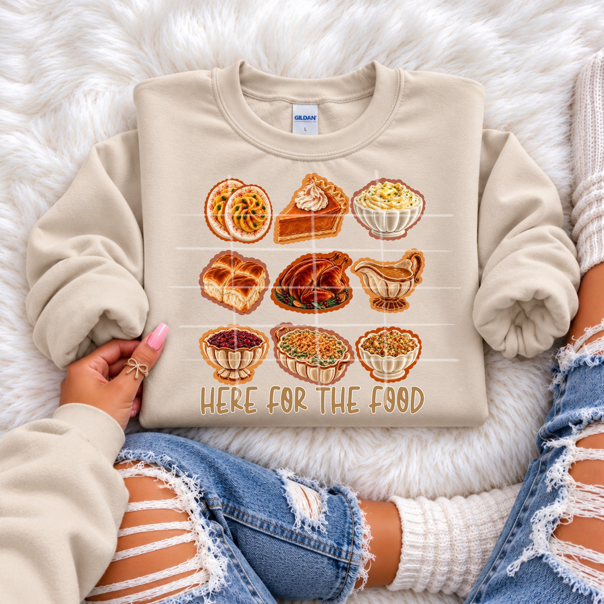 Here for the food- stacked thanksgiving food items (SG) DTF Transfer