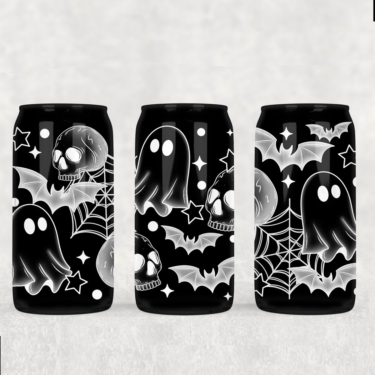 9178 white ghosts bats and skull (CSC) UV DTF WRAP