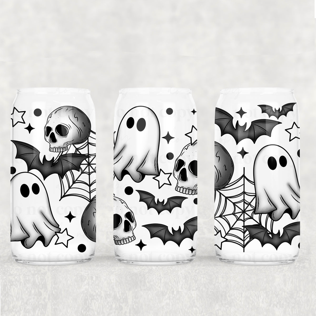 9379 black ghosts bats and skull (CSC) UV DTF WRAP