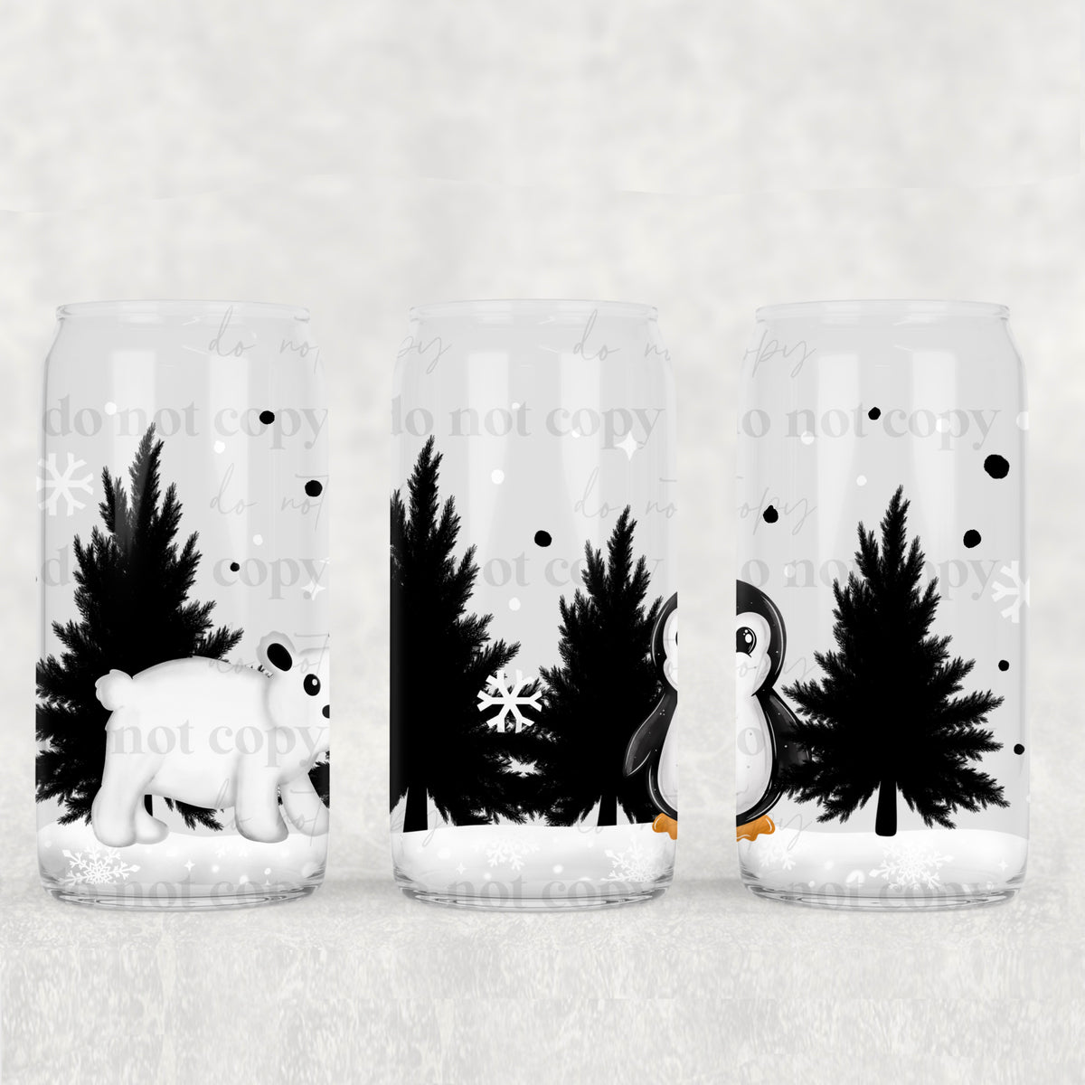 8395 black trees polar bear (CSC) UV DTF WRAP