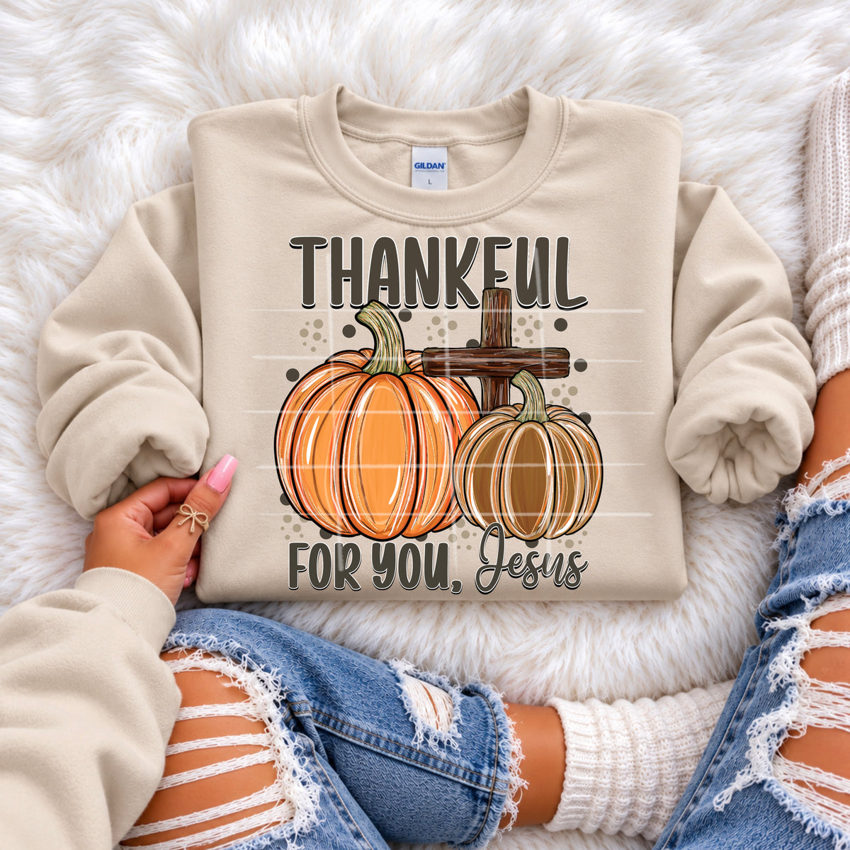 Thankful for you, Jesus- pumpkins and cross (SG) DTF Transfer