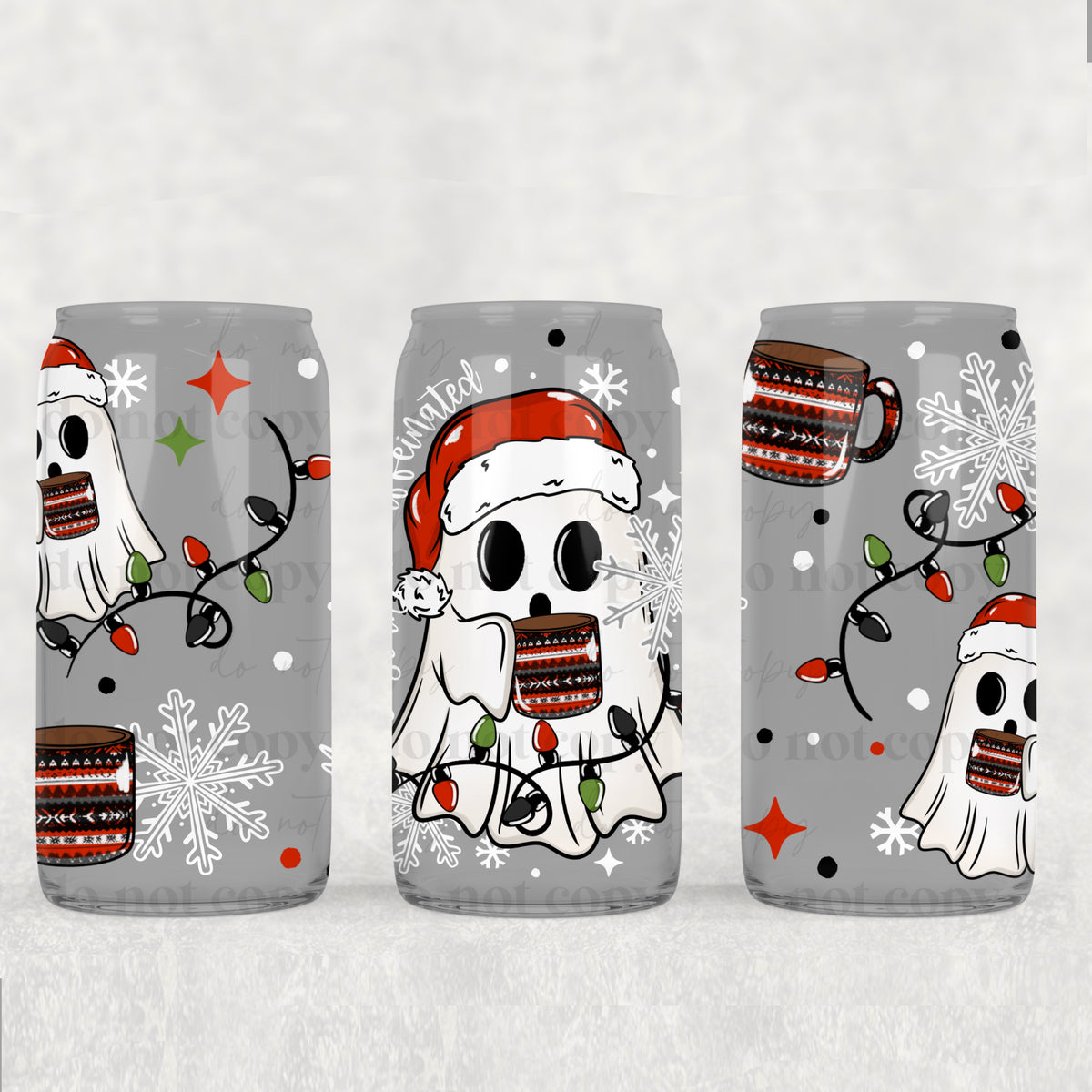 9407 ghost with mug and hat christmas (CSC) UV DTF WRAP