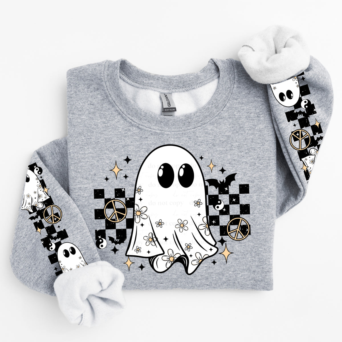 Groovy Halloween ghost FRONT ONLY (CSC) 58837 DTF transfer
