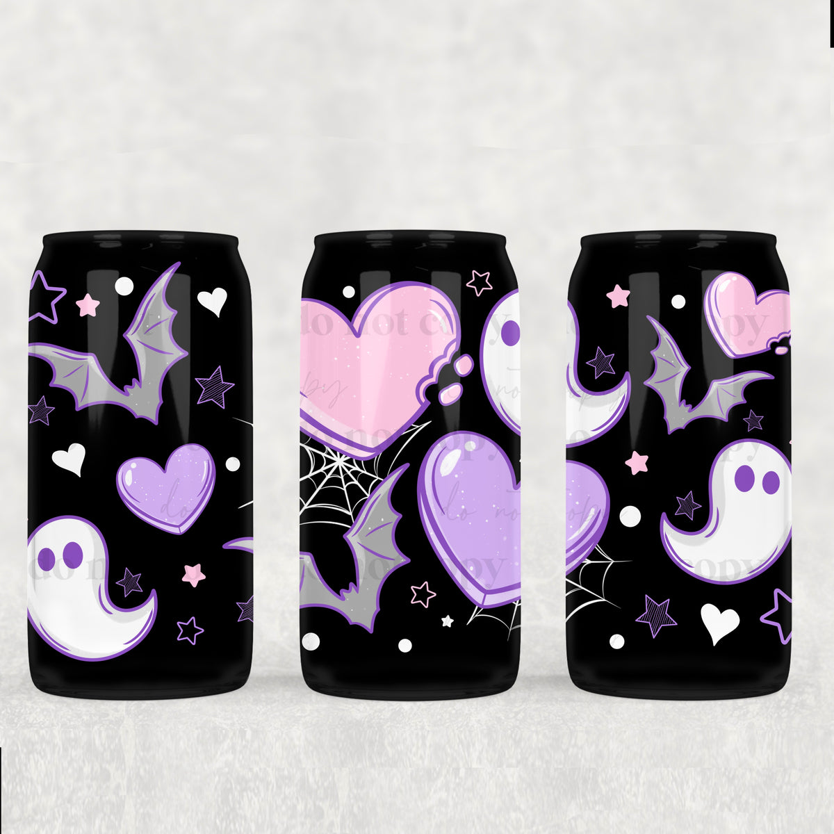 9478 ghost hearts and bats collage (CSC) UV DTF WRAP