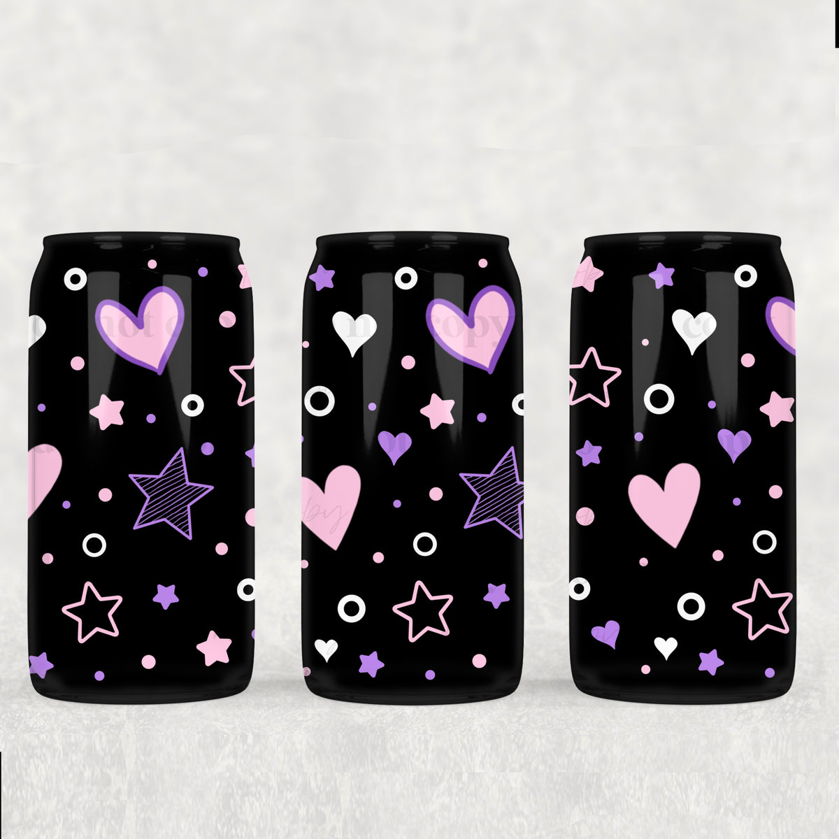 9479 neon hearts and stars collage (CSC) UV DTF WRAP