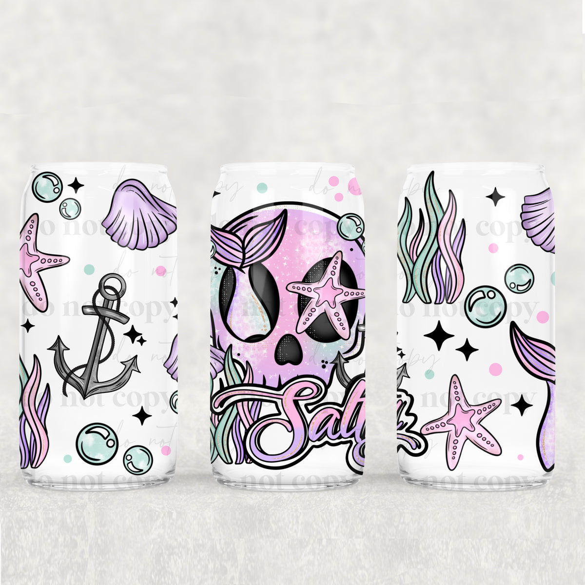 9558 salty purple skull mermaid (CSC) UV DTF WRAP