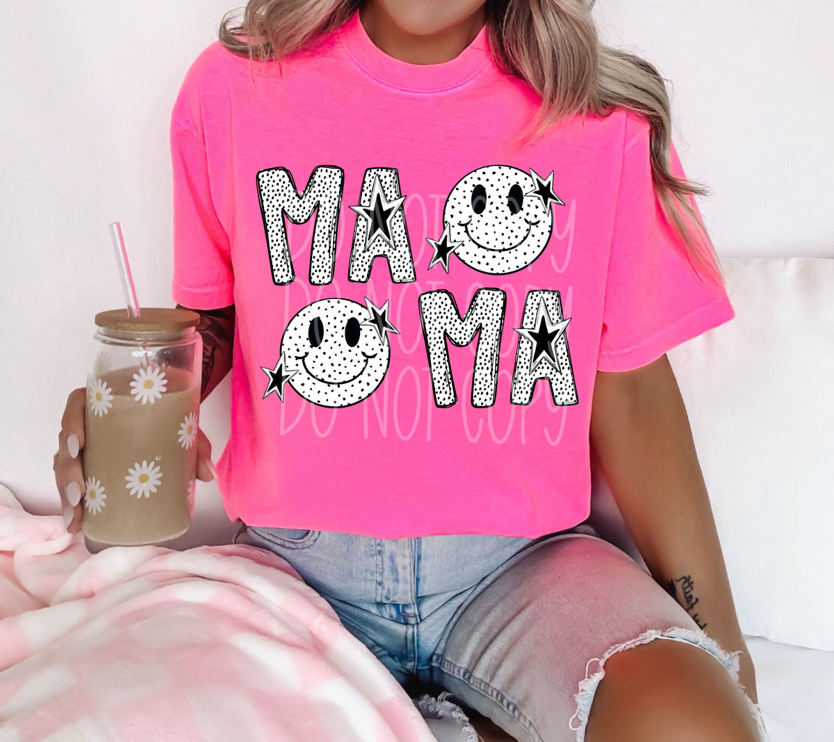 MAMA dotted with smileys PHDC DTF transfer