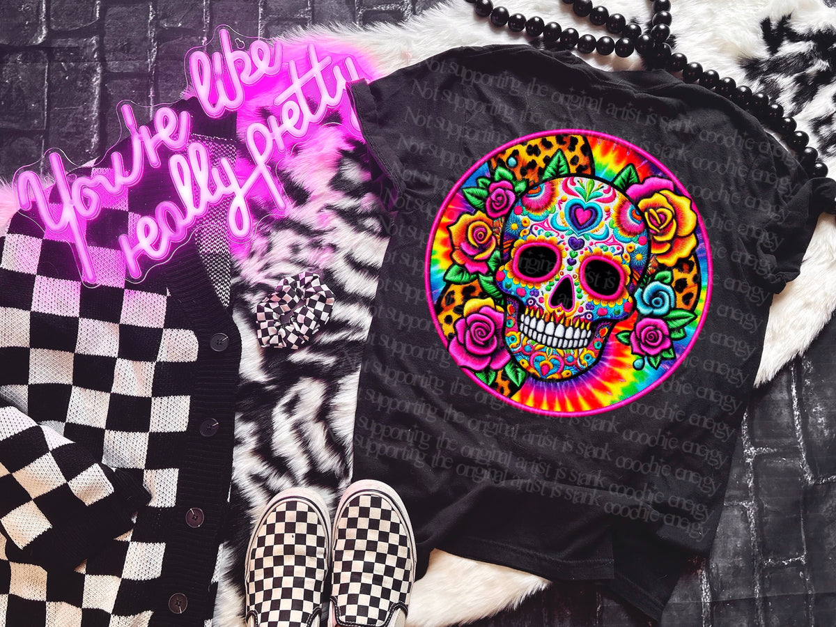 Colorful floral skull (GWD) DTF transfer