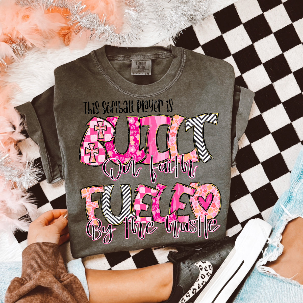 This Softball Player is Built on Faith (VIRGO) DTF transfer