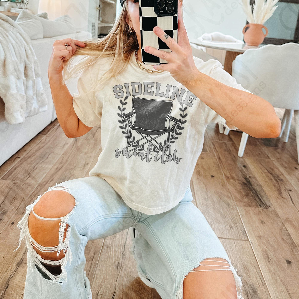 Sideline Social Club/Gray Chair (Kayndi) 72472 DTF Transfer