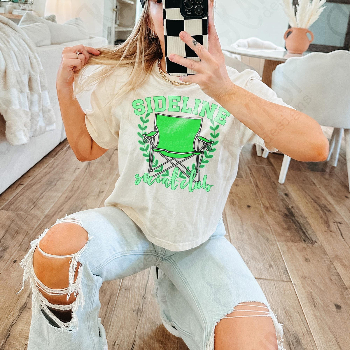 Sideline Social Club/Bright Green Chair (Kayndi) 72478 DTF Transfer