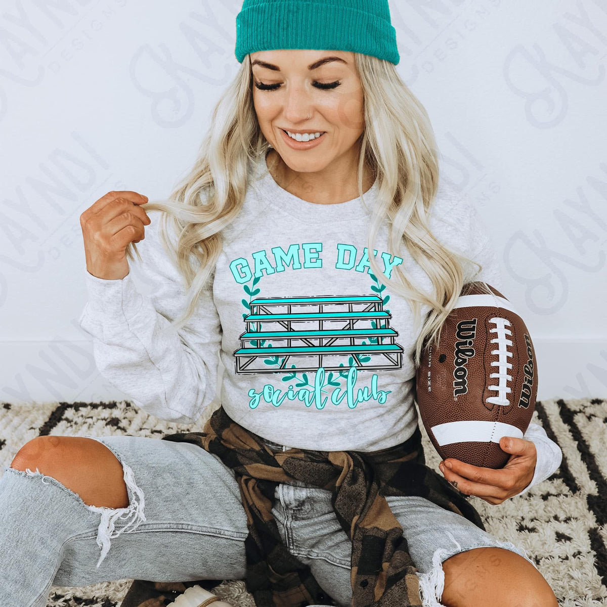 Game Day Social Club/Teal Bleachers (Kayndi) 72487 DTF Transfer