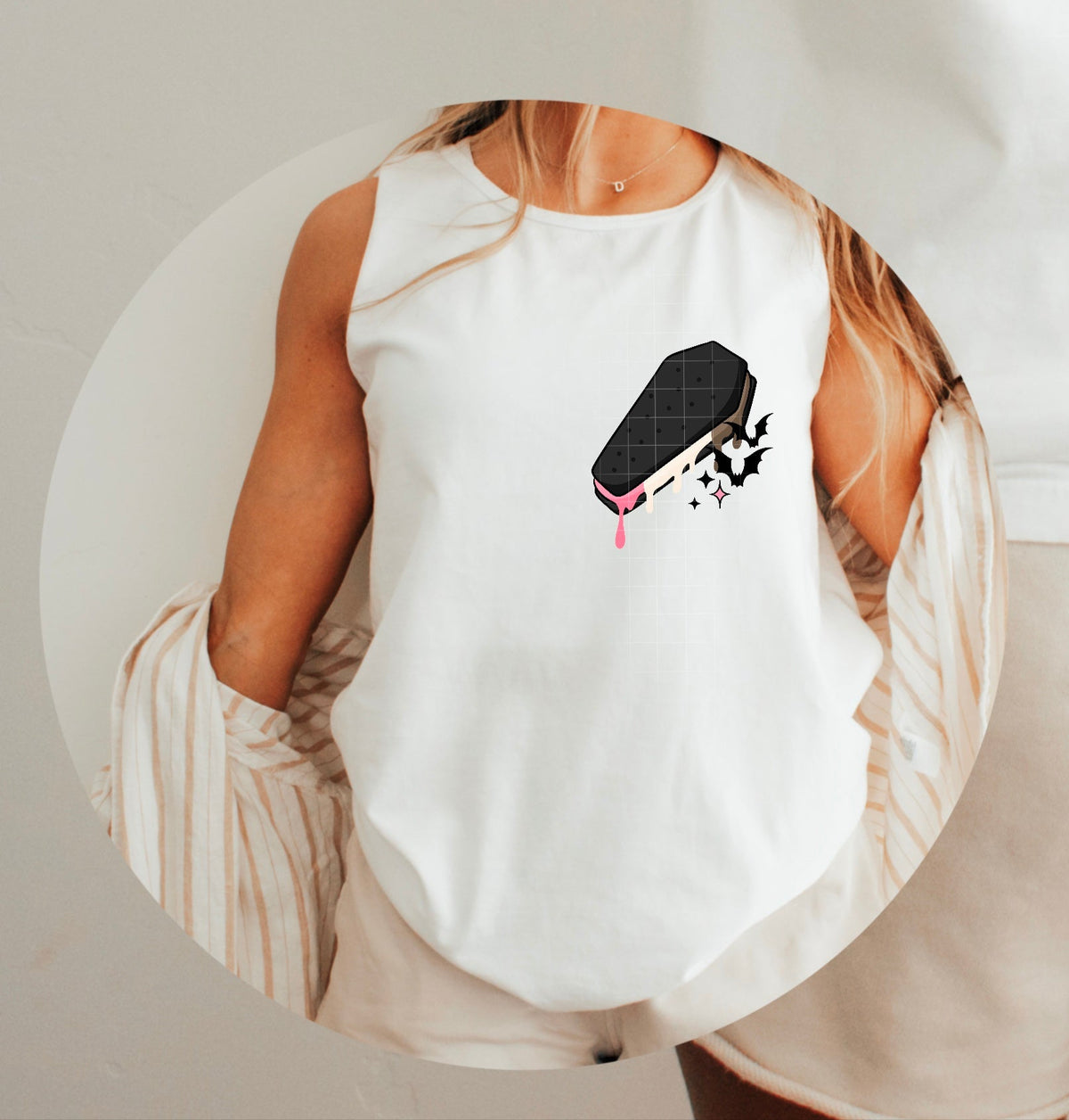 Ice Cream Casket Black bats POCKET PRINT (CSC) 102303 DTF transfer