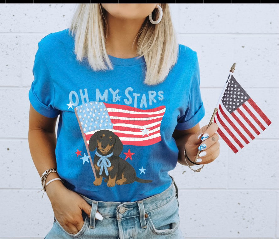 Oh my stars black and tan wiener dog (Renewed) DTF Transfer