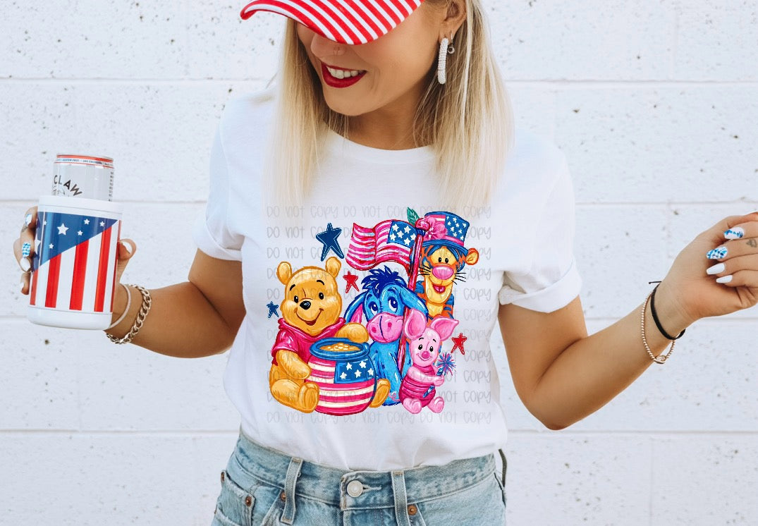 Patriotic bear and friends (Renewed) DTF Transfer