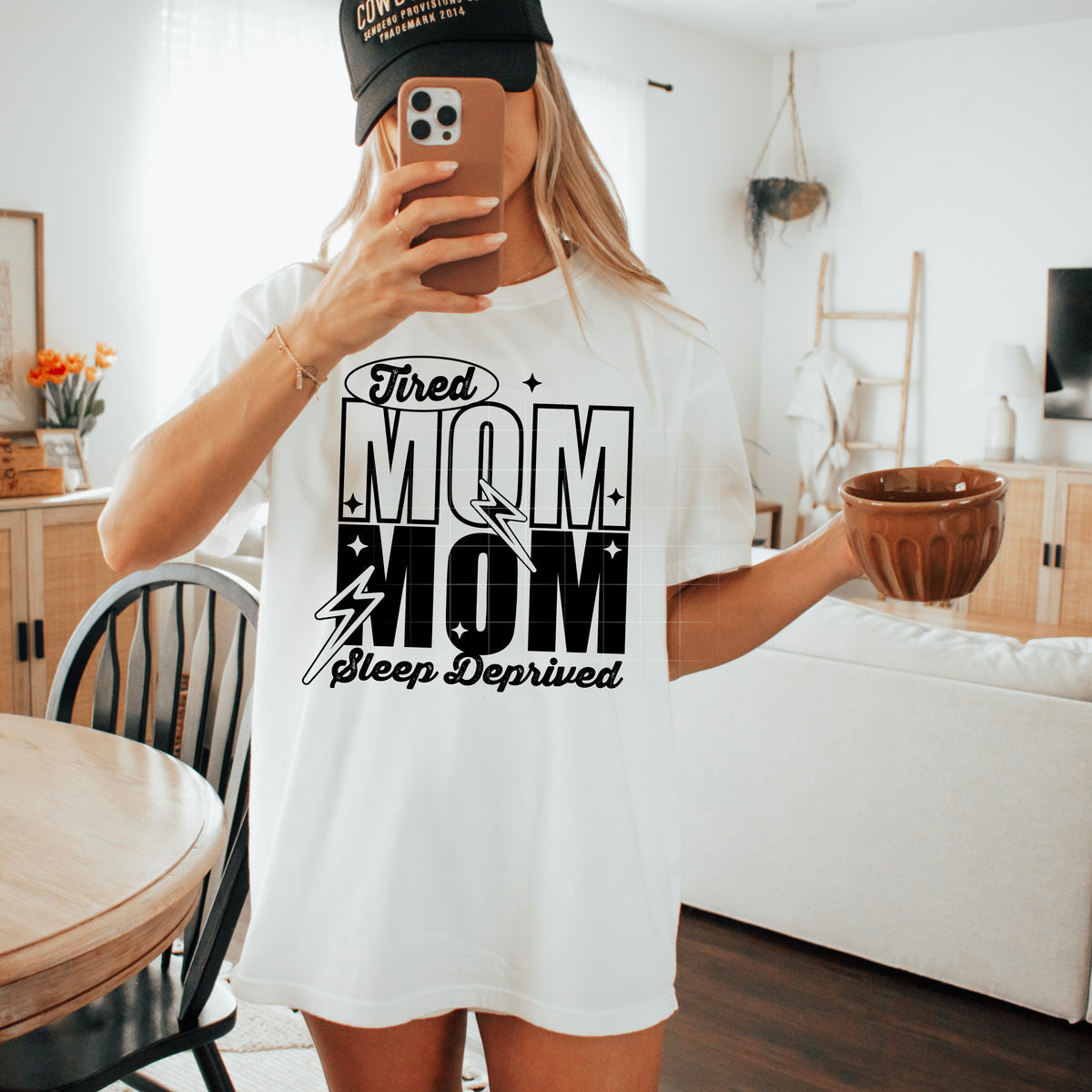 Mom Tired Sleep Deprived BLACK (CSC) 102435 DTF transfer