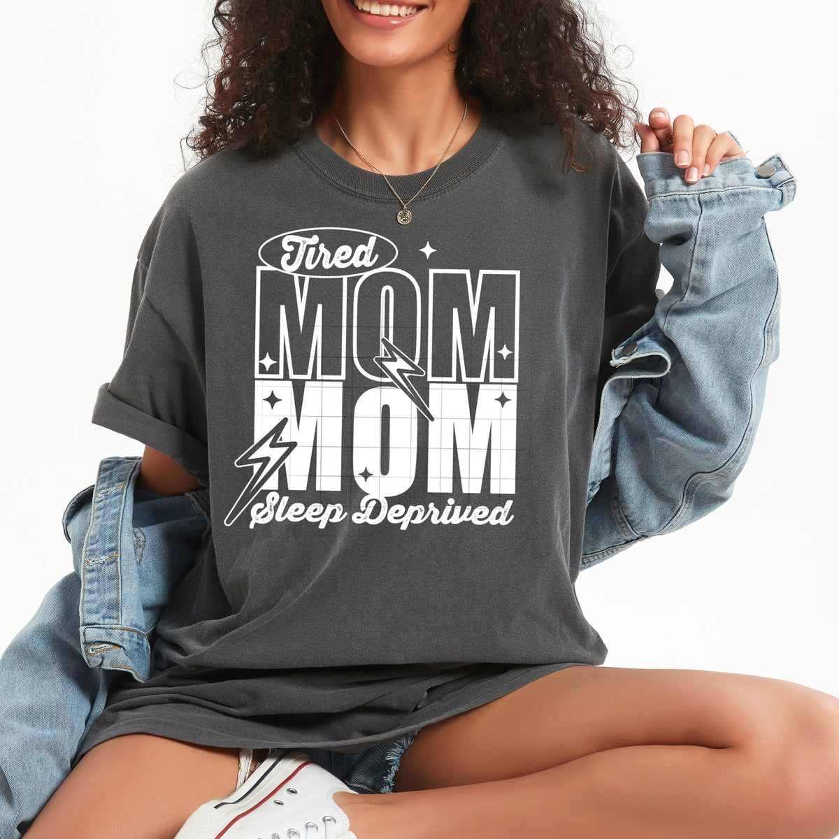 Mom Tired Sleep Deprived WHITE (CSC) 102434 DTF transfer