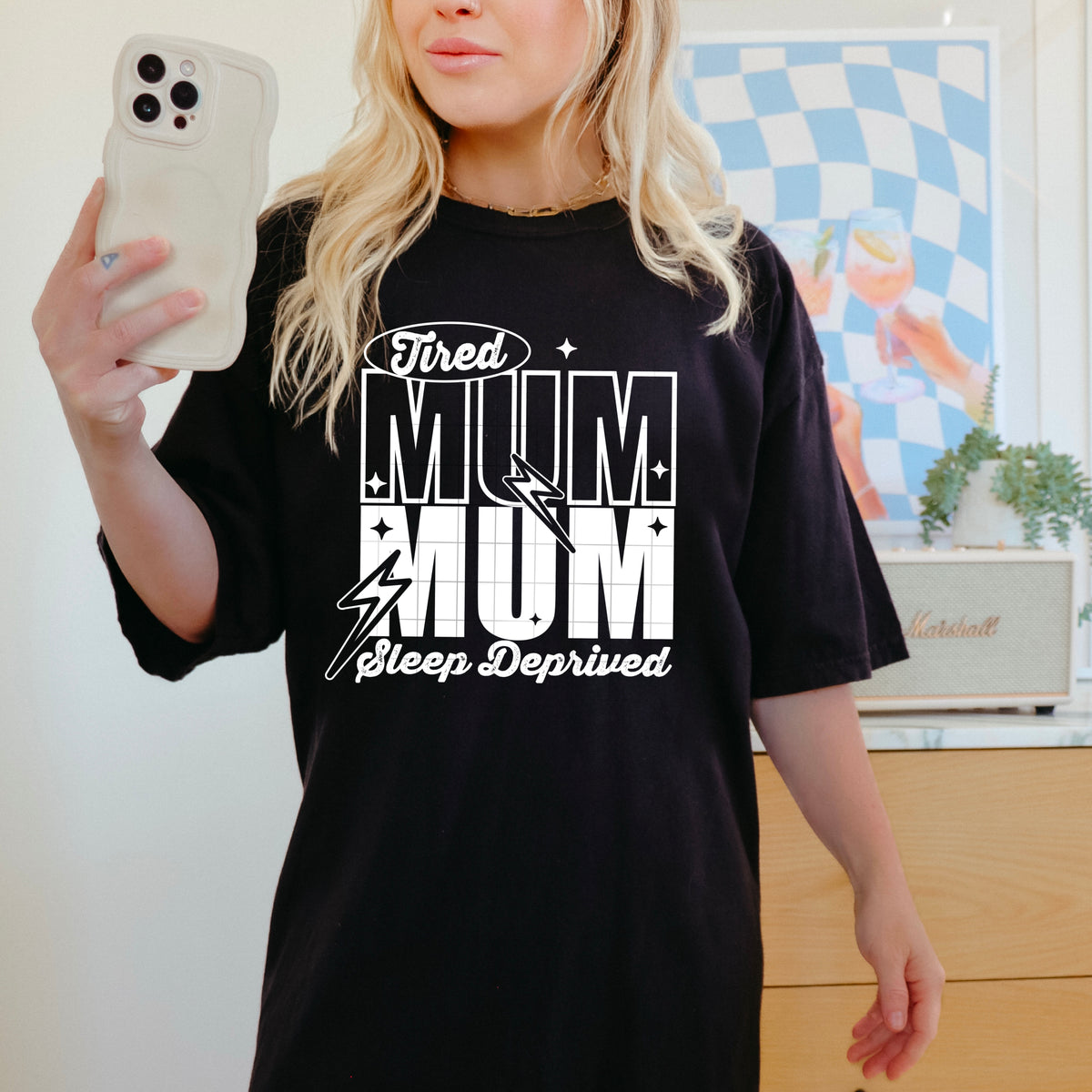 Mum Tired Sleep Deprived WHITE (CSC) 102437 DTF transfer