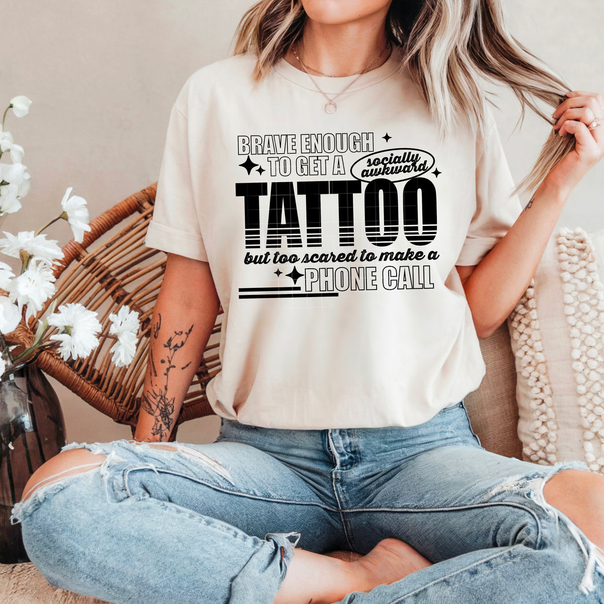Brave enough to get a tattoo BLACK (CSC) 102447 DTF transfer