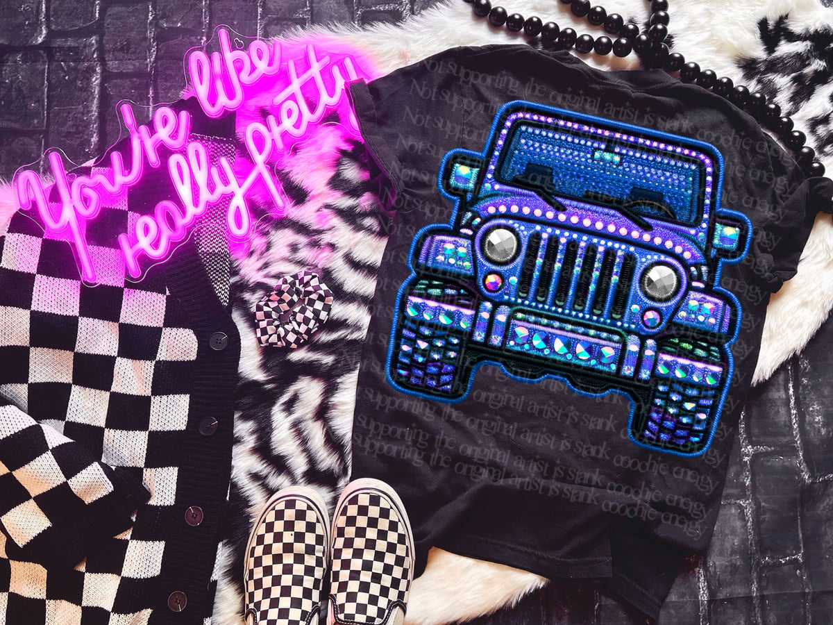 Sparkly blue J (GWD) DTF transfer