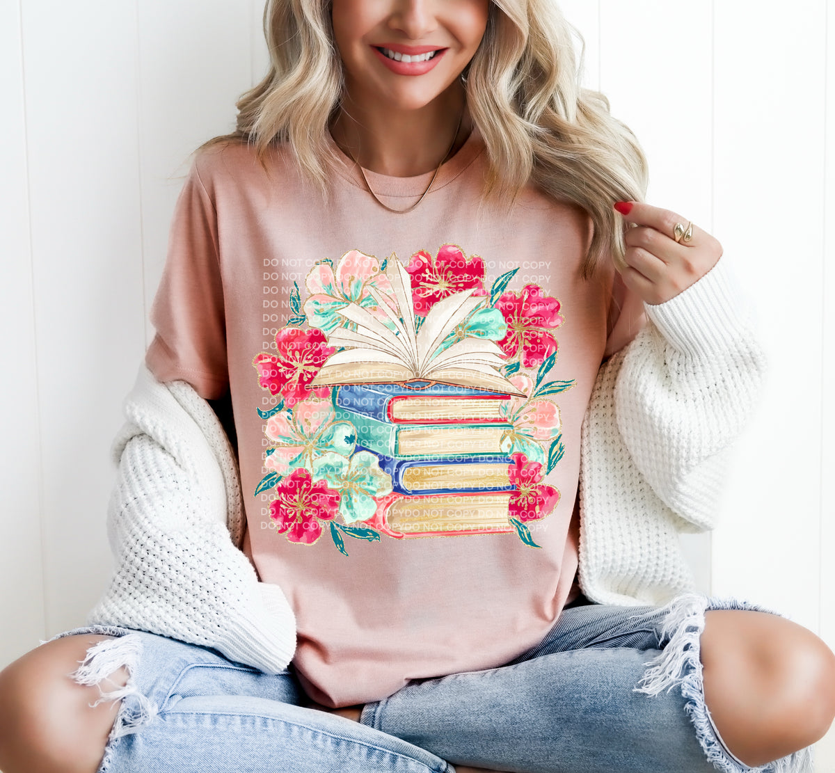 Open book floral stack (SCG) DTF Transfer