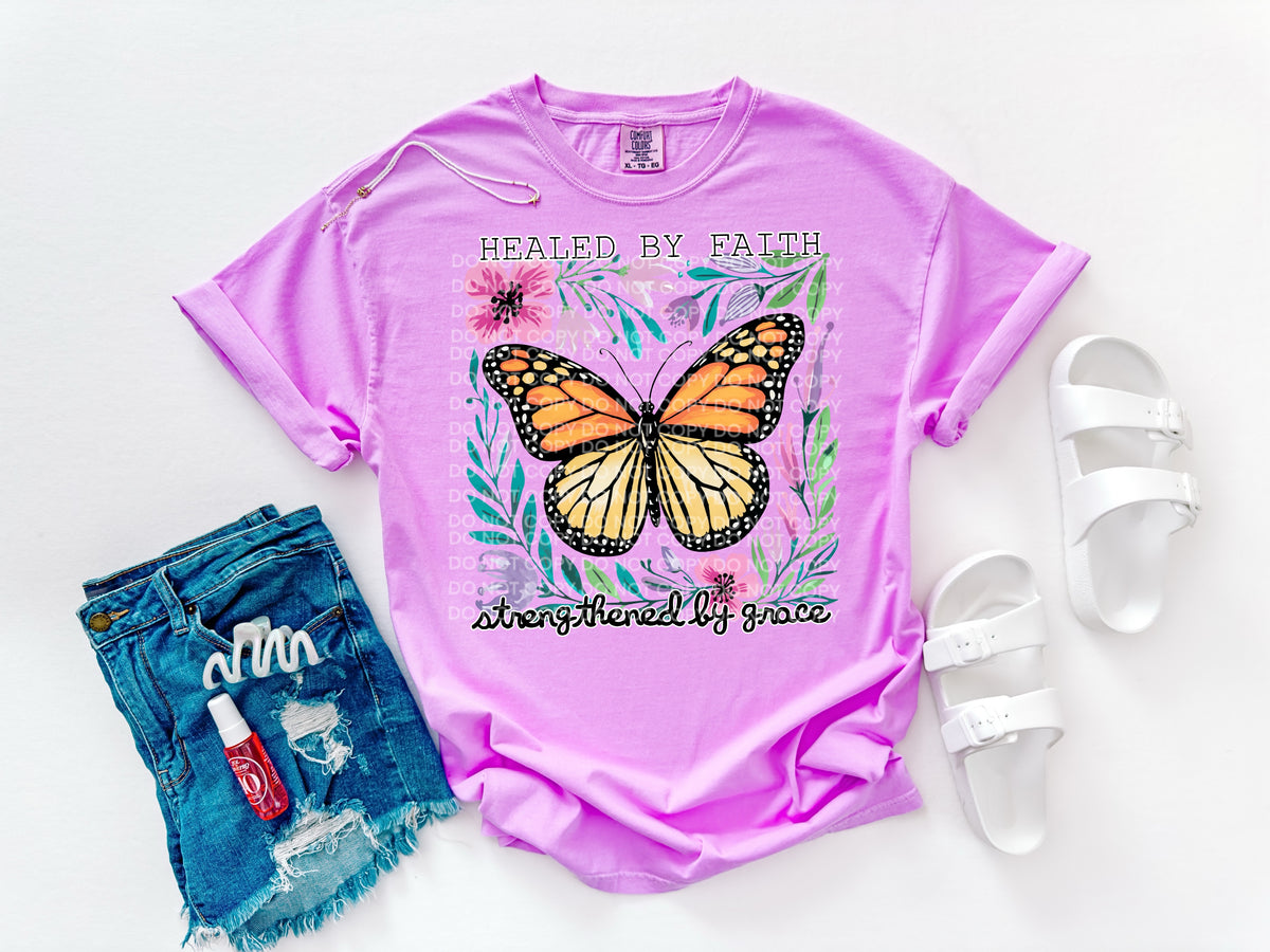Healed by faith butterfly floral frame (SCG) DTF Transfer