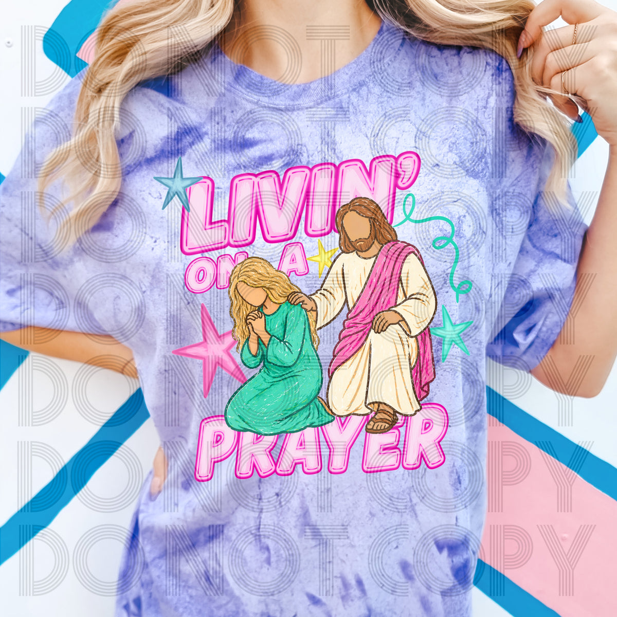Livin' on a prayer BLONDE hair (Renewed) DTF Transfer