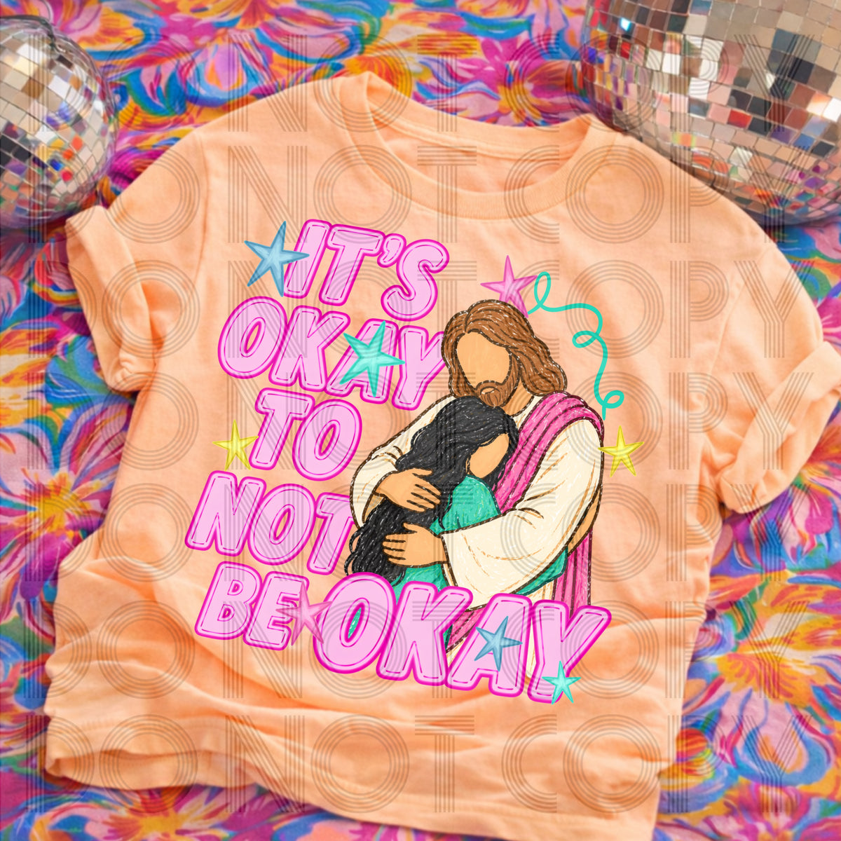It's okay to not be okay BLACK hair (Renewed) DTF Transfer