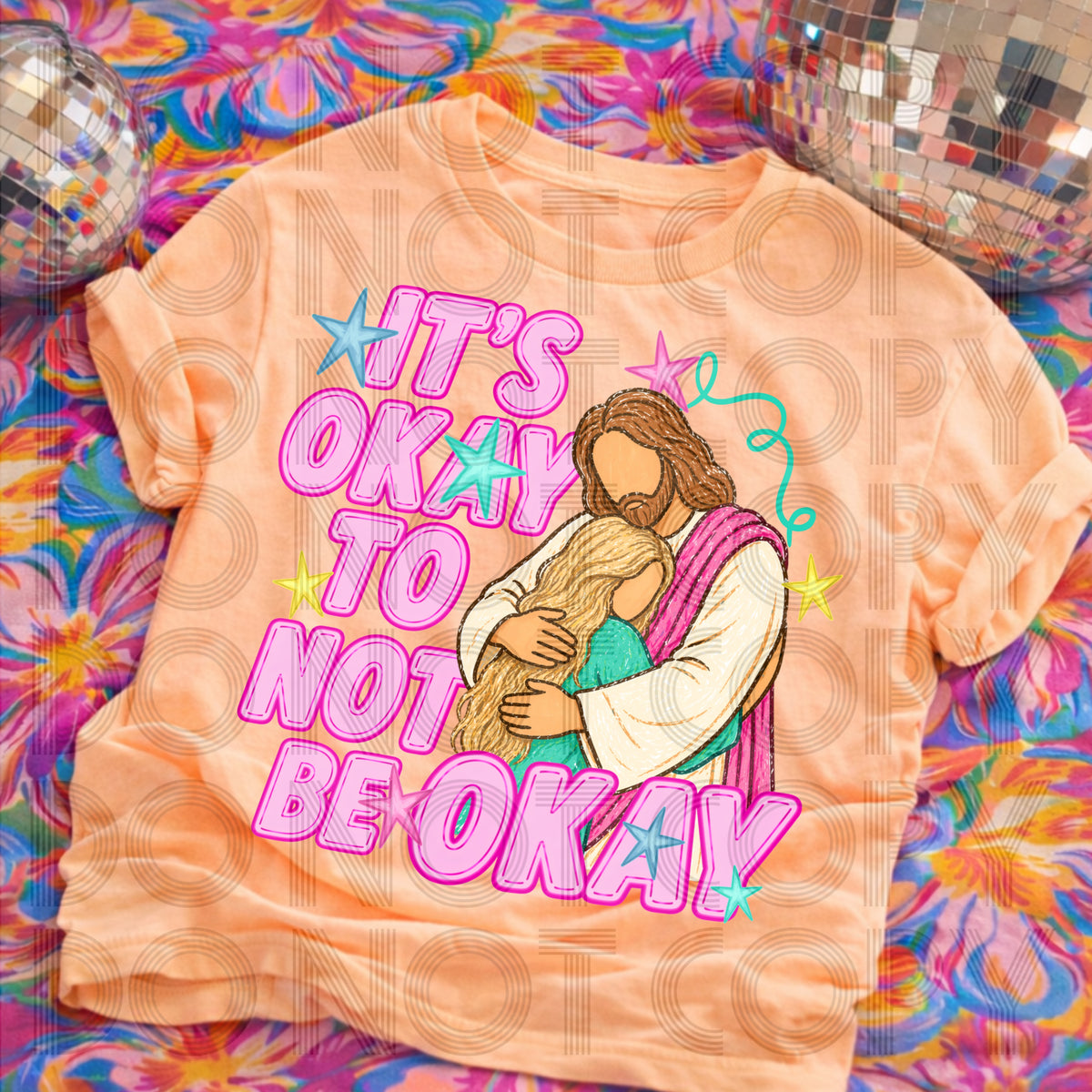 It's okay to not be okay BLONDE hair (Renewed) DTF Transfer