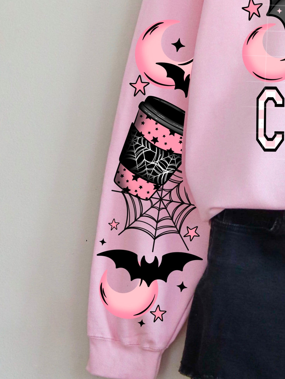 Pink bats and Coffee SLEEVE (CSC) 102517 DTF transfer