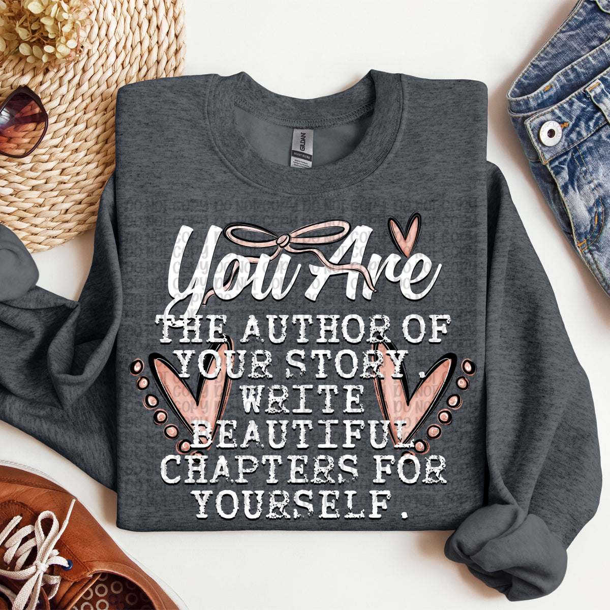 You are the author of your own story (white with pink bow) (VP) DTF Transfer