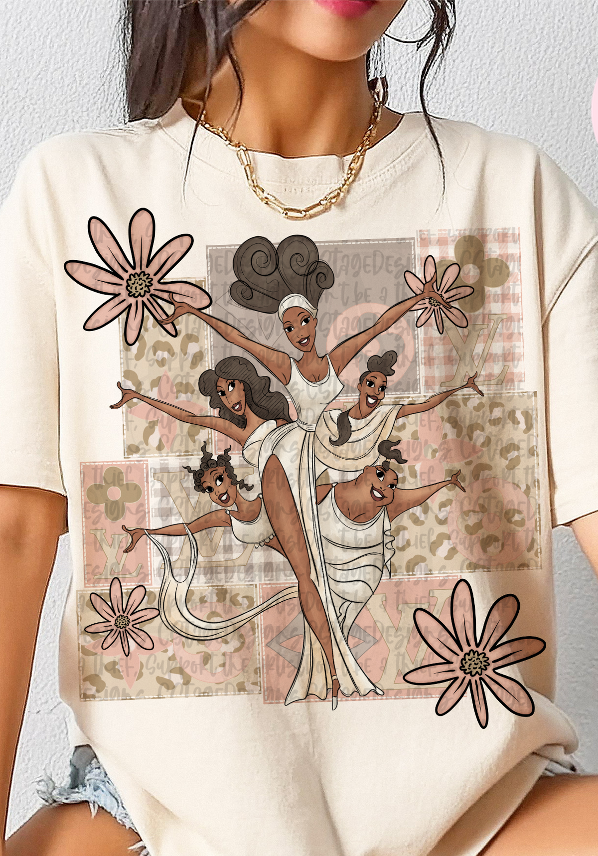 5 dancing girls floral frame (Cstage) DTF Transfer