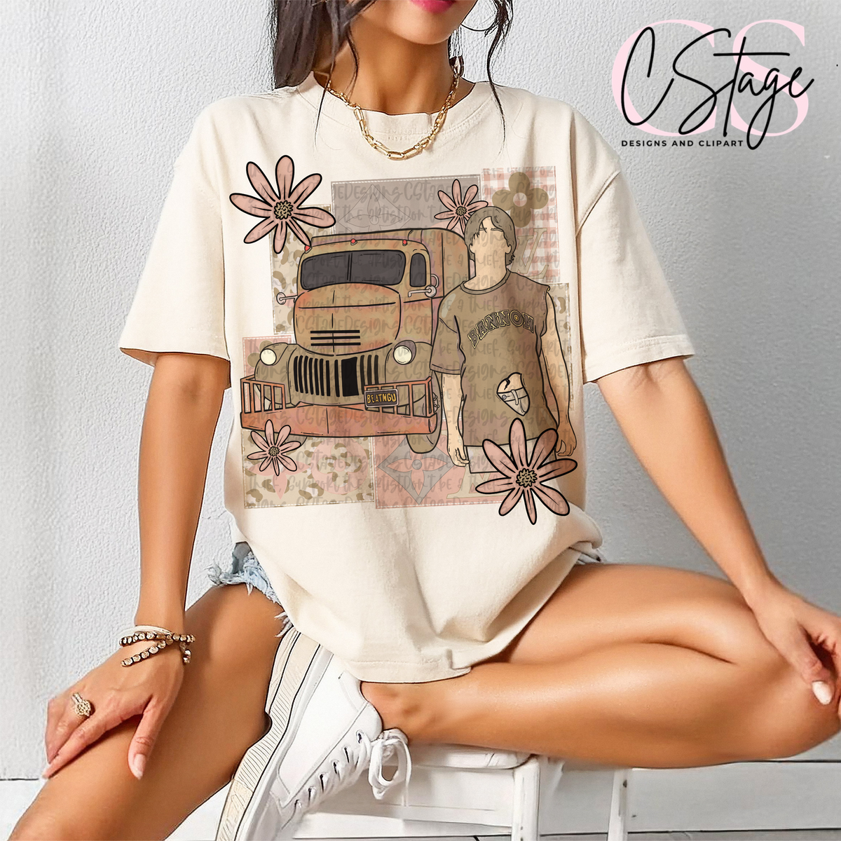 Truck beige patterns (Cstage) DTF Transfer