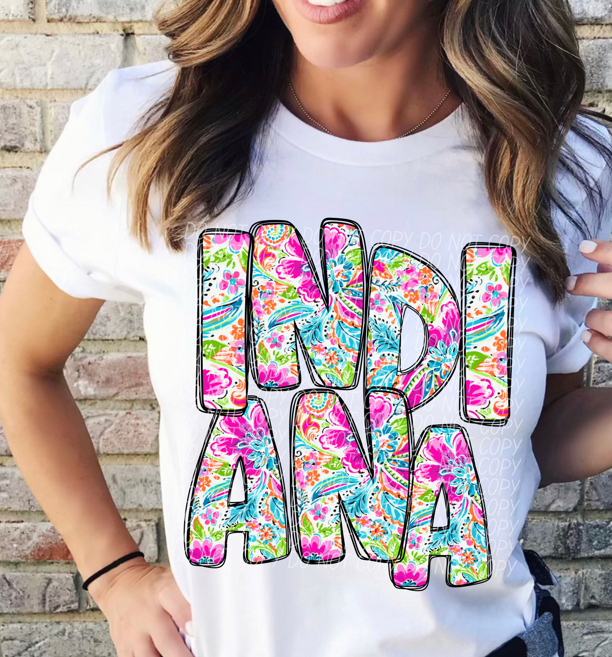 Indiana floral STACKED CITY DTF transfer