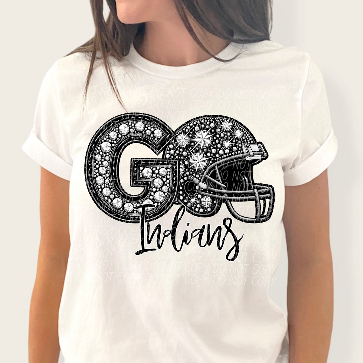 Go indians helmet and rhinestones CITY 45025 DTF transfer